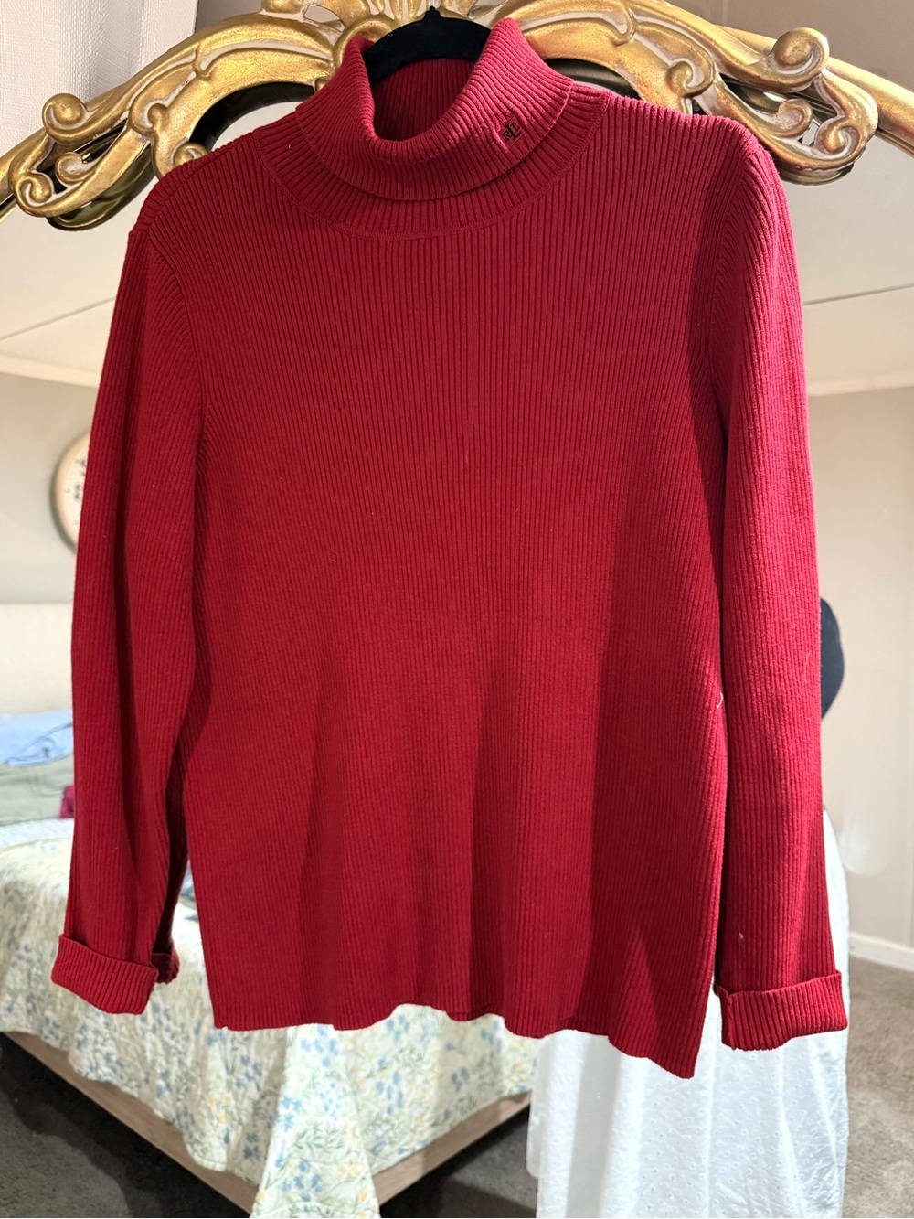 Ralph Lauren Red Ribbed Turtleneck Sweater